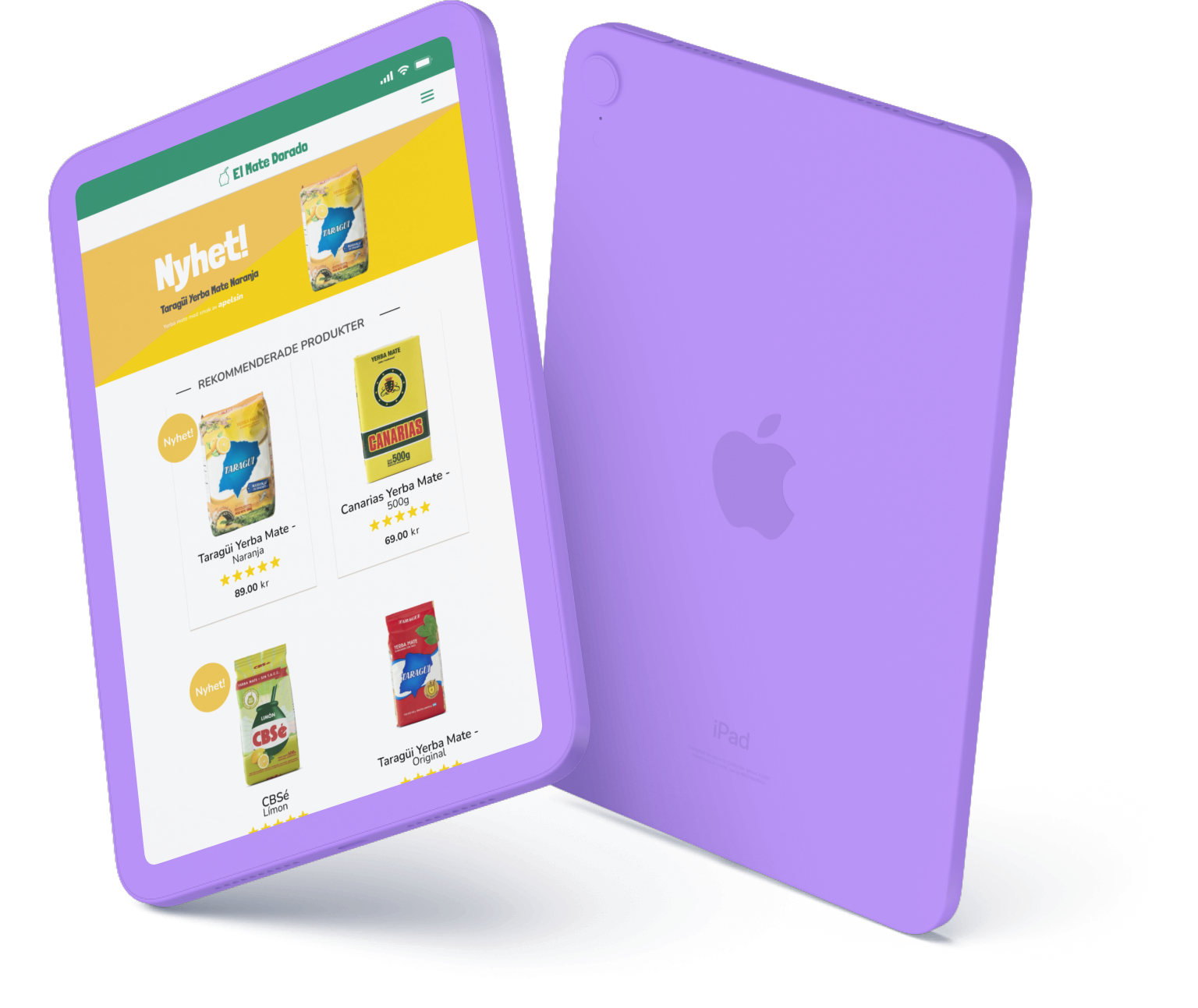 tablet mockup showing front page